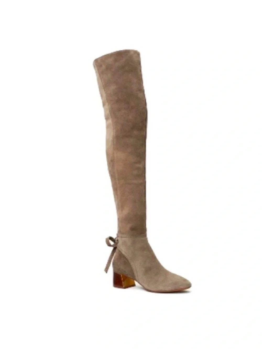 Tory Burch Taupe Suede Over-the-Knee Boot with Block Heel